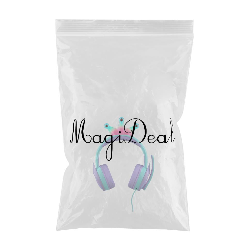 Compact Wired Crown Headset with Mic for Boys Girls Music Phones Light Blue