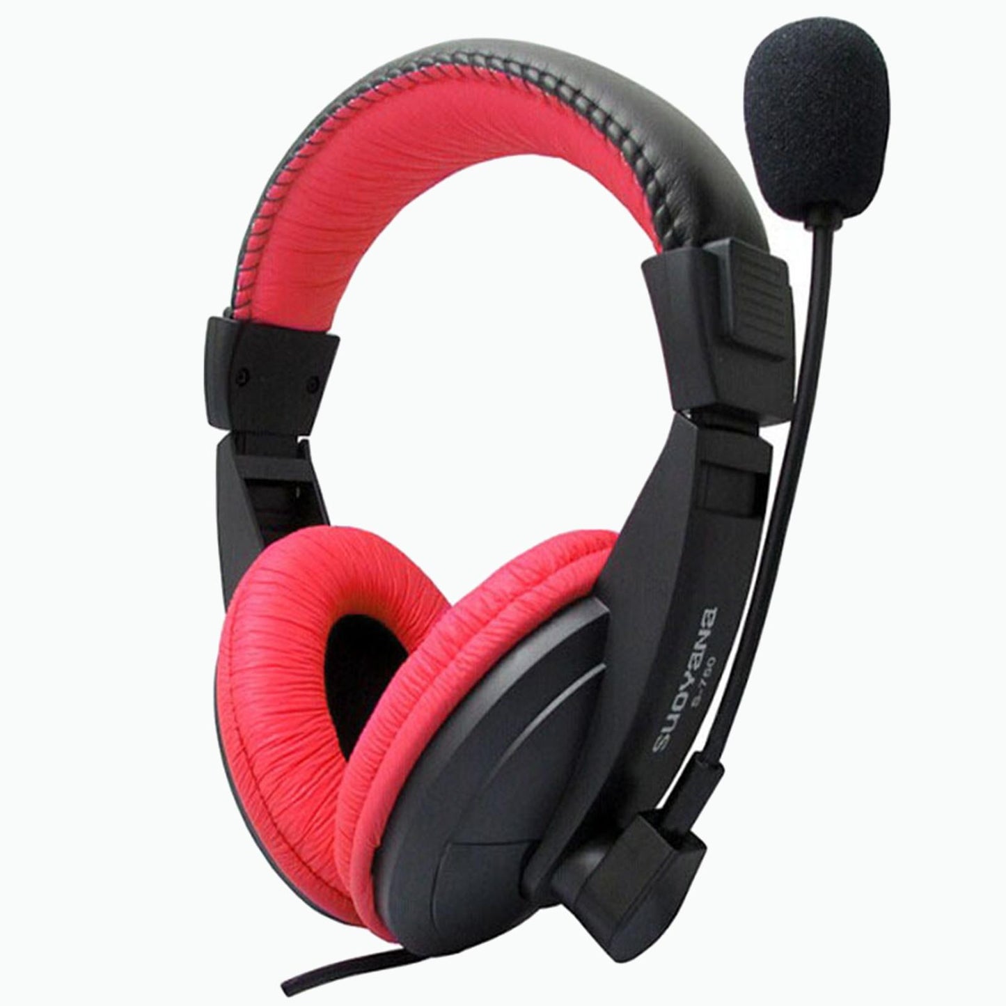 Over-Ear Gaming Headphone with Mic 3.5mm Bass Surround for Laptop  Red