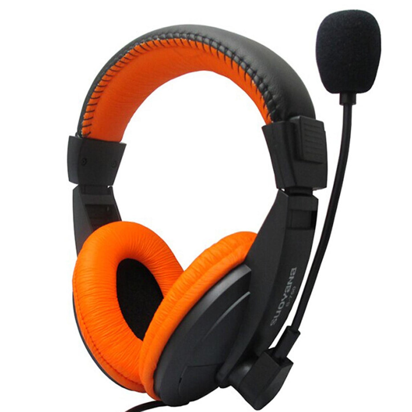 Over-Ear Gaming Headphone with Mic 3.5mm Bass Surround for Laptop  Orange
