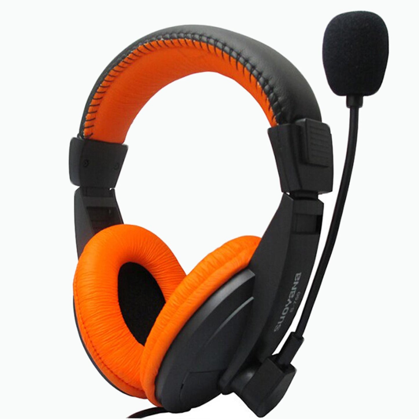 Over-Ear Gaming Headphone with Mic 3.5mm Bass Surround for Laptop  Orange