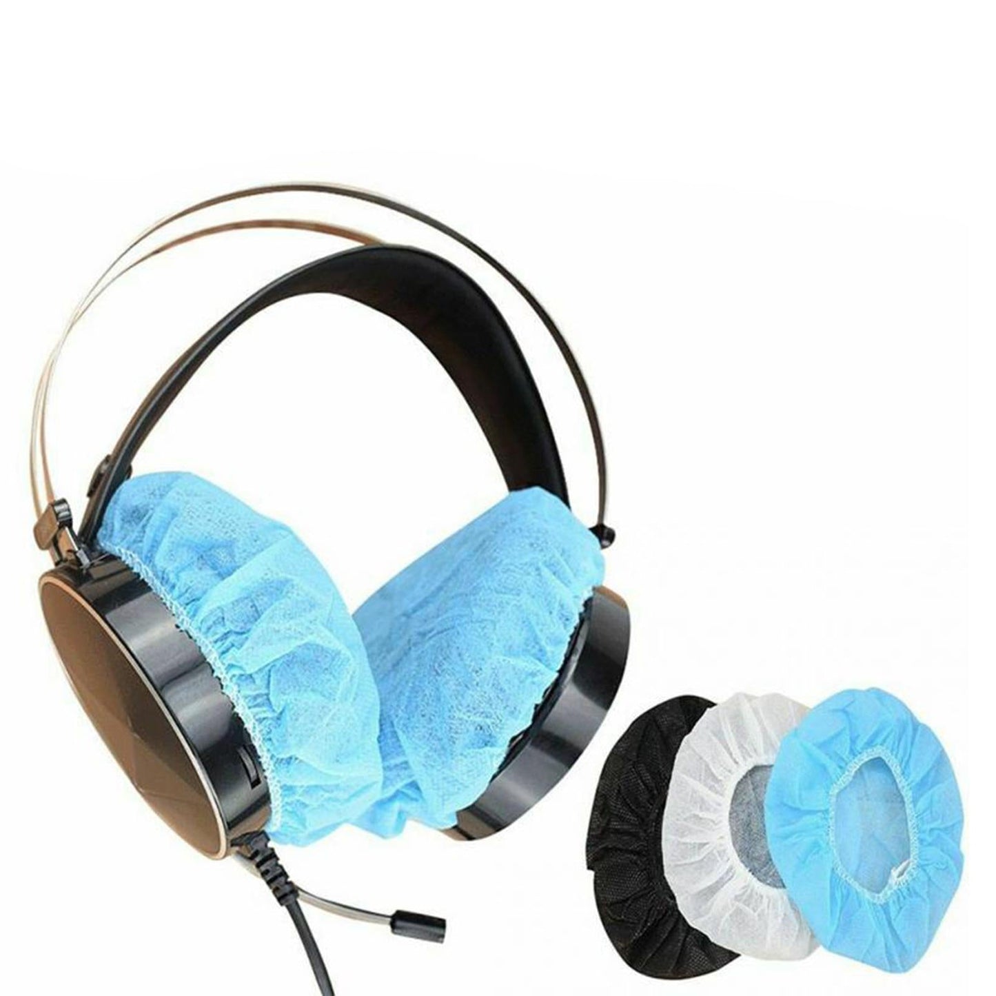 200pcs Headphone Headset Cotton Ear Pads Cover Cushion Dustproof 80-125mm Blue L