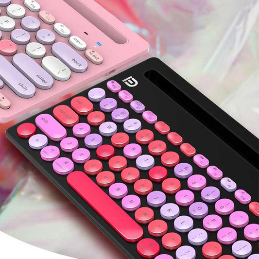 Mini 79-Key Round Keycaps Bluetooth Keyboard for Computer Portable  pink