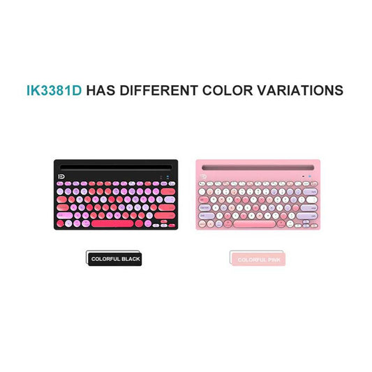 Mini 79-Key Round Keycaps Bluetooth Keyboard for Computer Portable  black