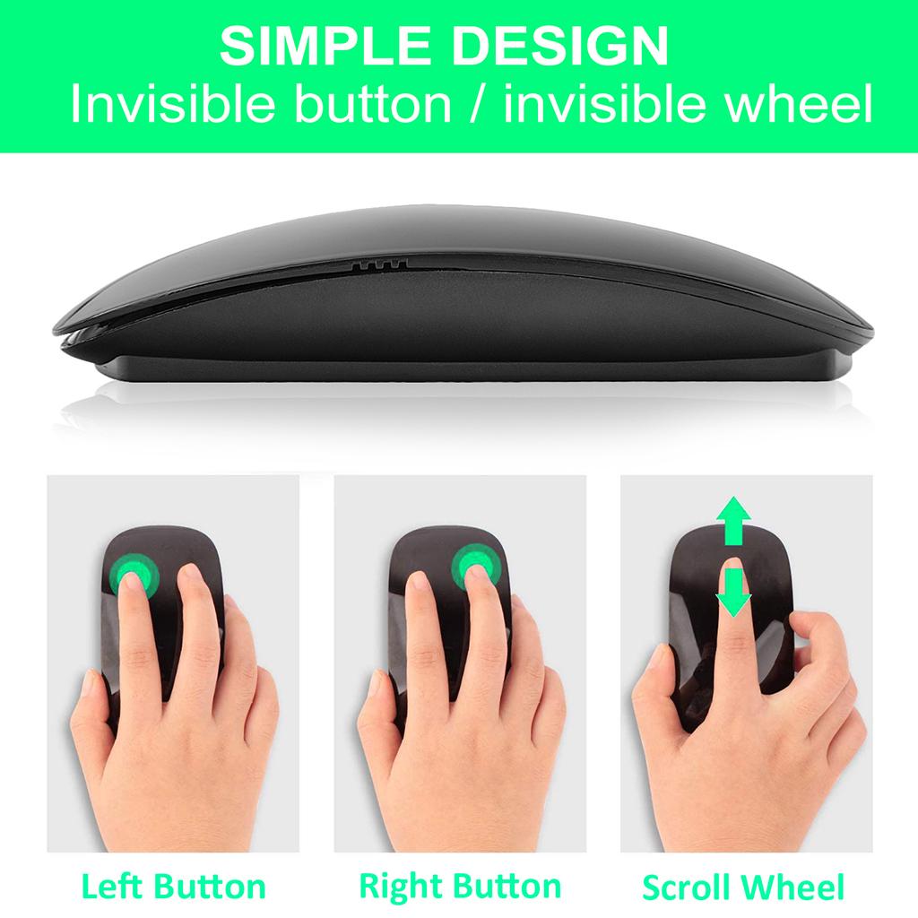 2.4G Wireless Mouse Multi-Touch Portable for PC Laptop Computer  Black