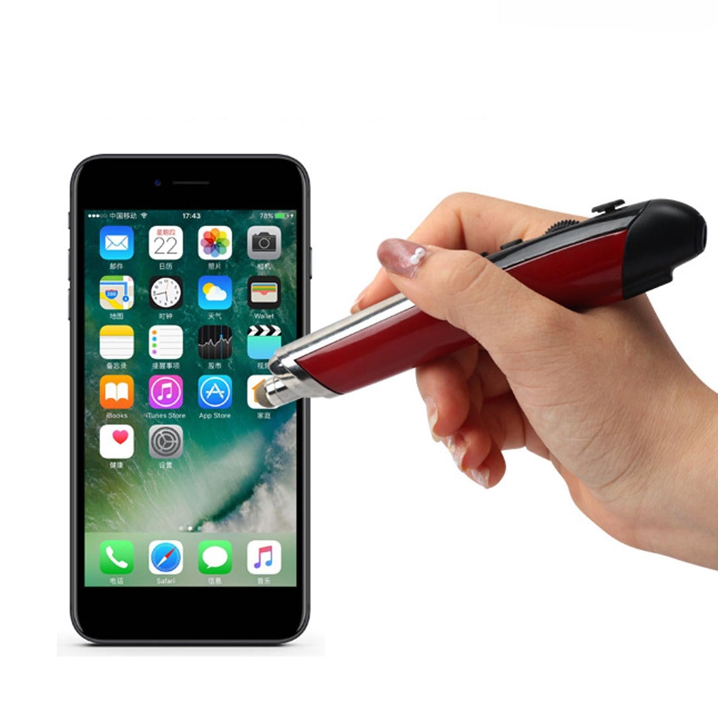 2.4G Wireless Optical USB Touch-Pen Mouse 1600DPI Pocket Mouse Pen black