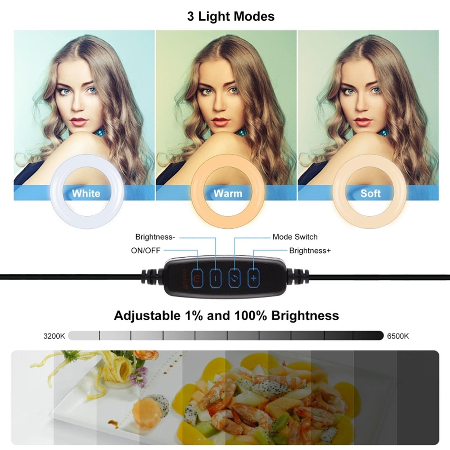 LED Ring Light Clip On Video Conference Lighting Kit USB Powered Stable 26cm