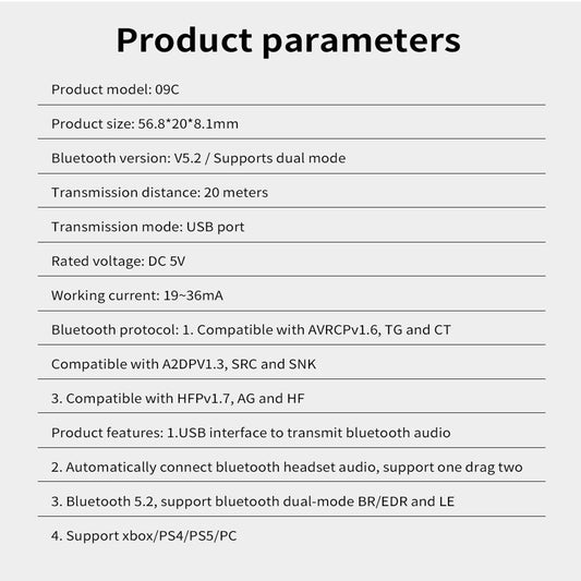 Mini Bluetooth Adapter Dual Mode for Desktop Laptop Support SRC and SNK