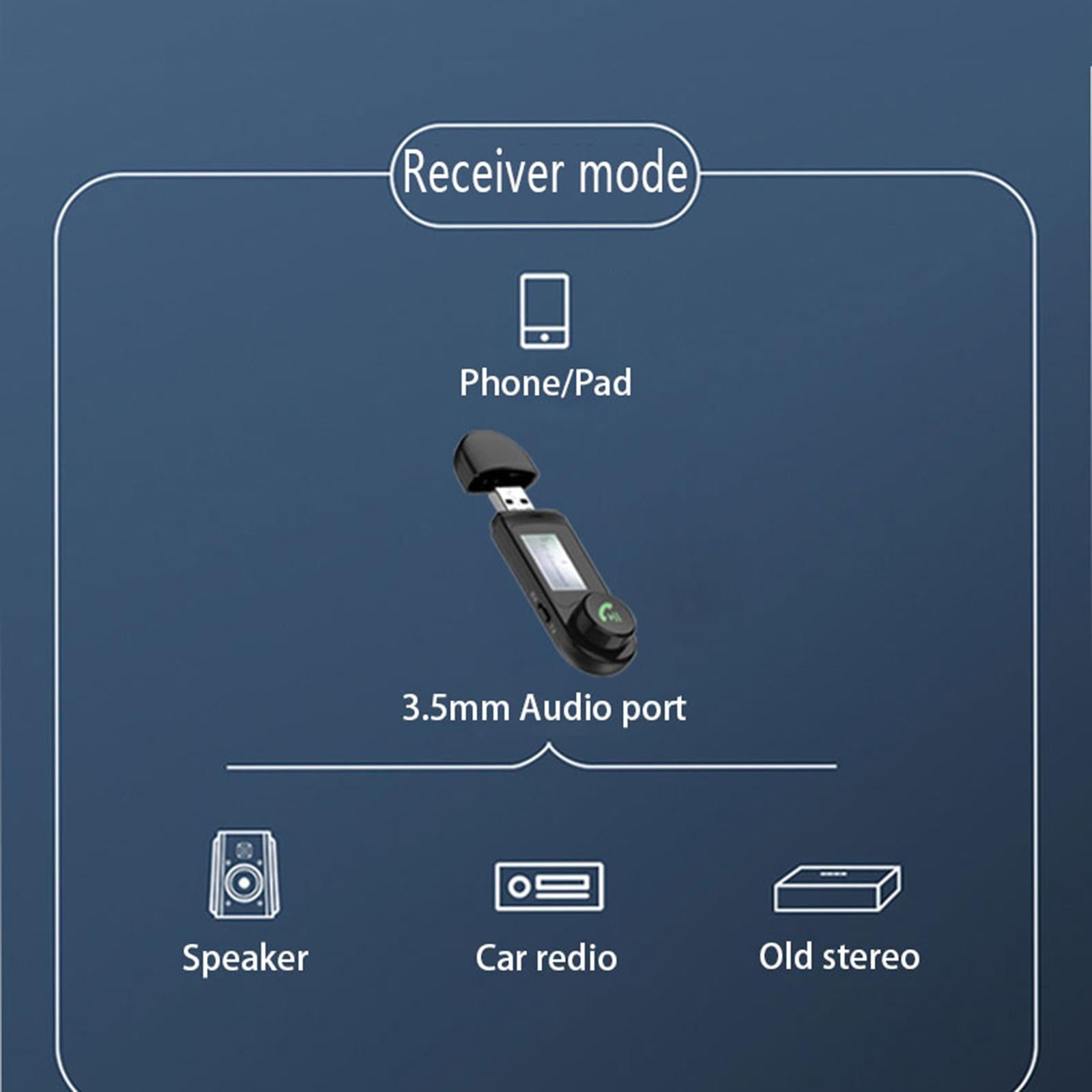 Bluetooth Transmitter Receiver USB Audio Adapter LCD Display for TV PC Car