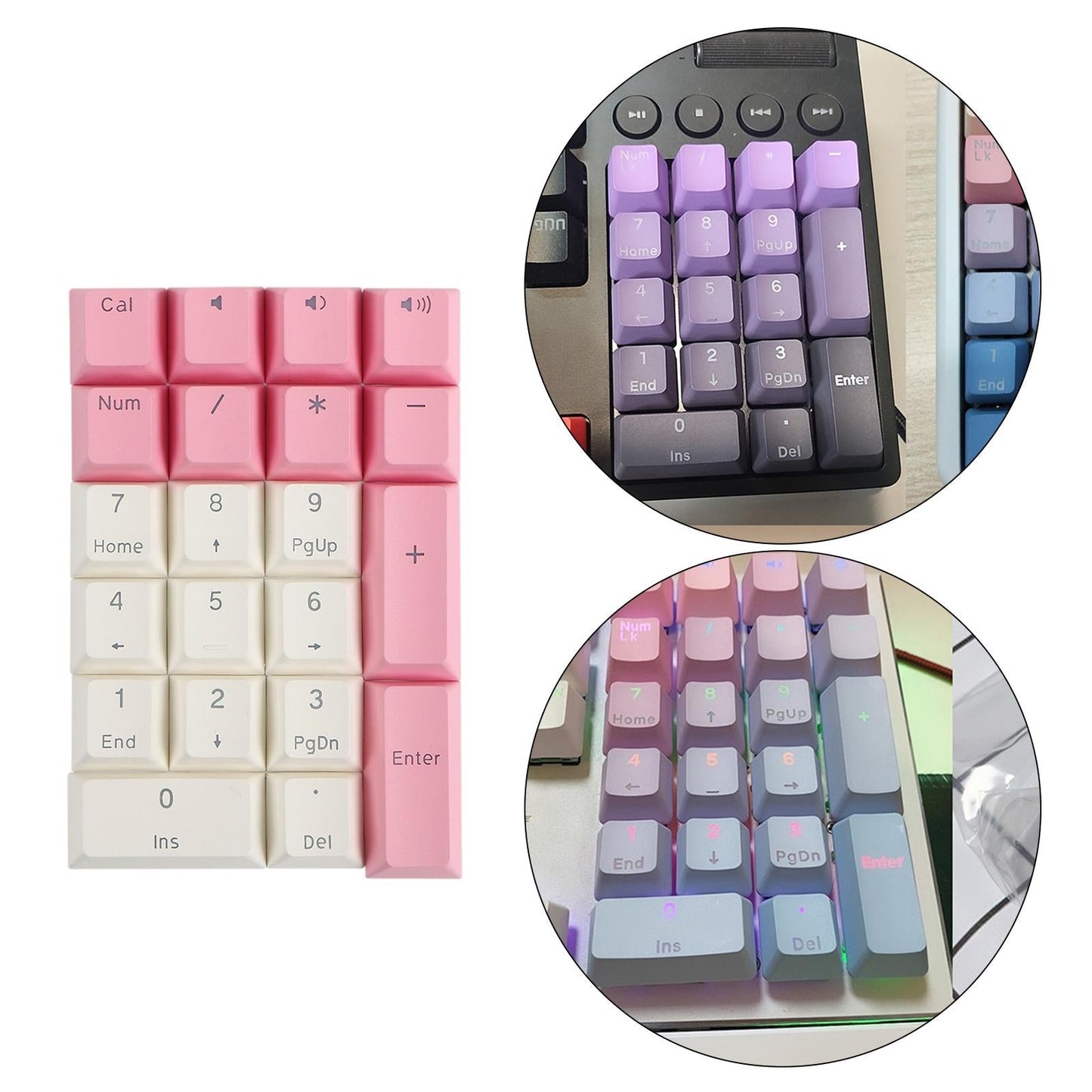 Mechanical Keyboard Numeric Keycaps Layout Dustproof Waterproof Office 21Key for Cherry  Pink White