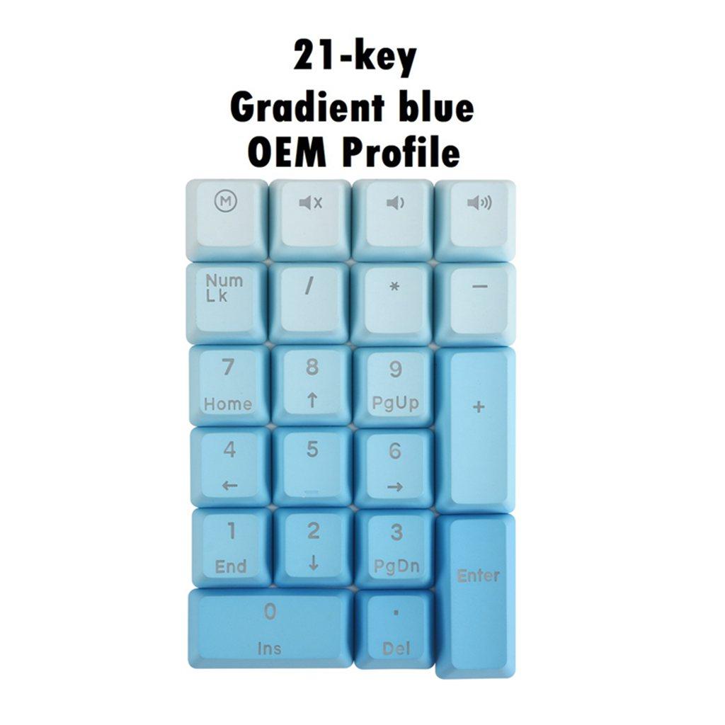 Mechanical Keyboard Numeric Keycaps Layout Dustproof Waterproof Office 21Key for OEM  Gradient Blue