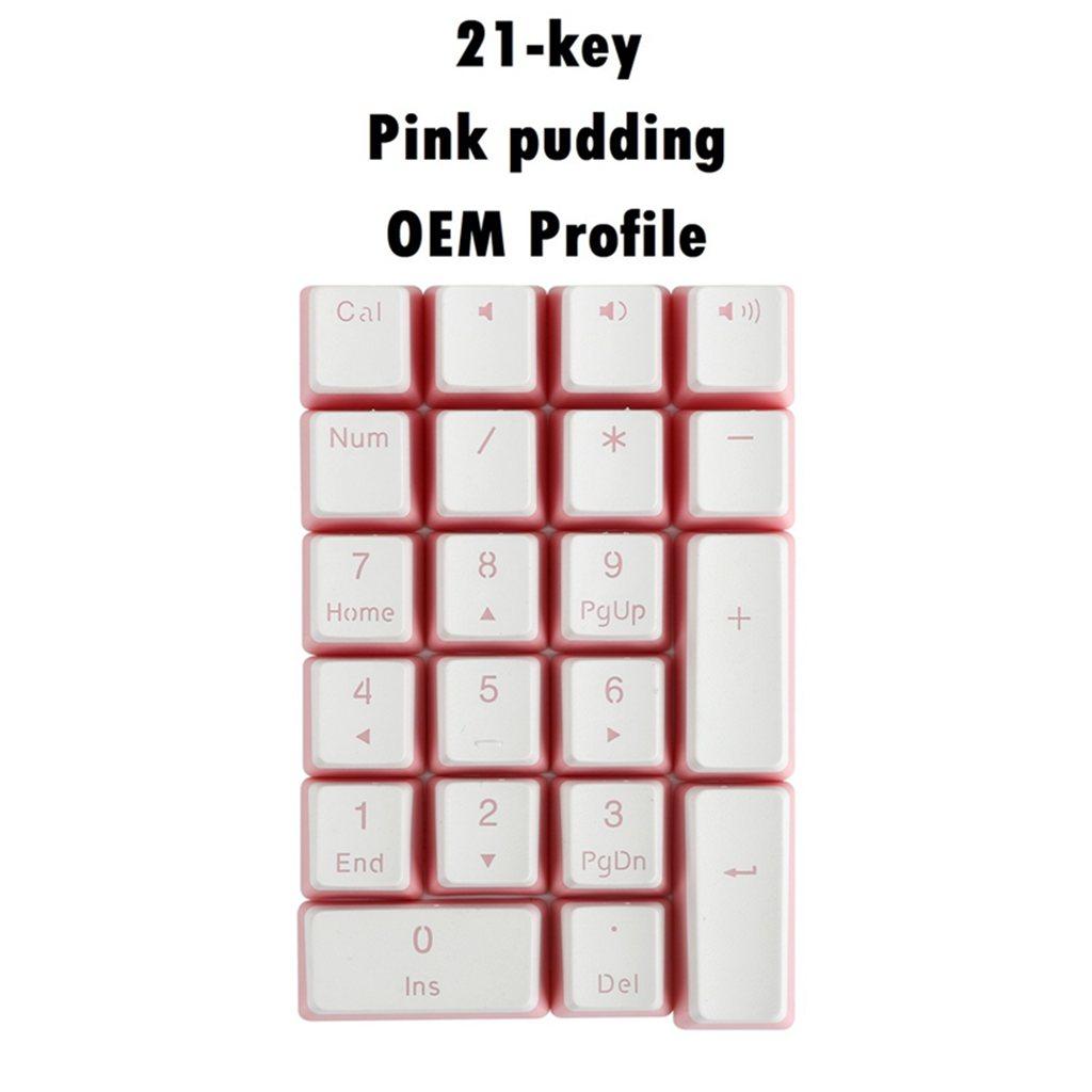 Mechanical Keyboard Numeric Keycaps Layout Dustproof Waterproof Office 21Key for OEM  Pink