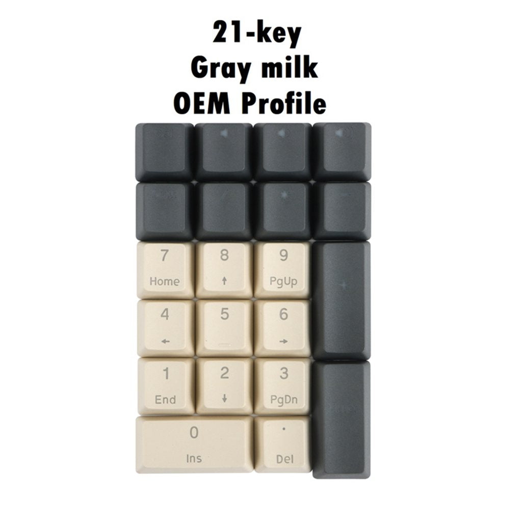 Mechanical Keyboard Numeric Keycaps Layout Dustproof Waterproof Office 21Key for OEM  Gray Milk