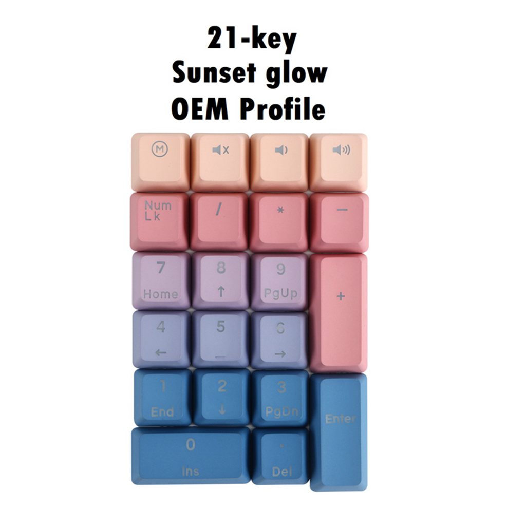 Mechanical Keyboard Numeric Keycaps Layout Dustproof Waterproof Office 21Key for OEM  Pink Purple Blue