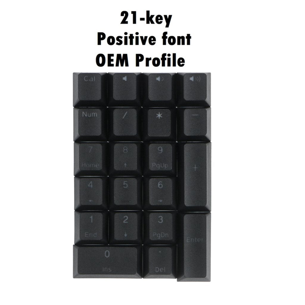 Mechanical Keyboard Numeric Keycaps Layout Dustproof Waterproof Office 21Key for OEM  Black Front Font