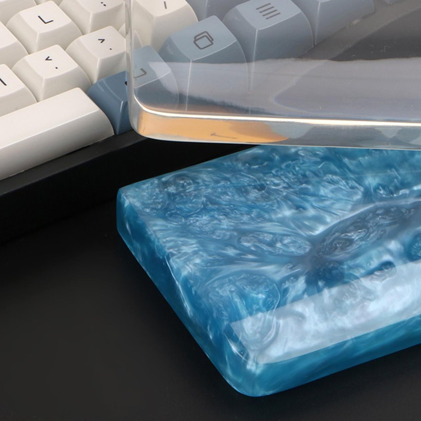 Resin Wrist Rest Pad Non Slip for Gamers Release Wrist Pain  Blue Large