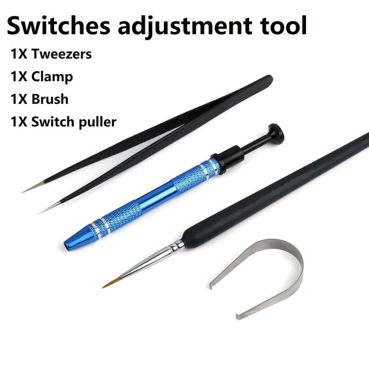 4in1 Switch Puller Lube Brush Tweezers Clamp Opener Switches Adjustment Kits