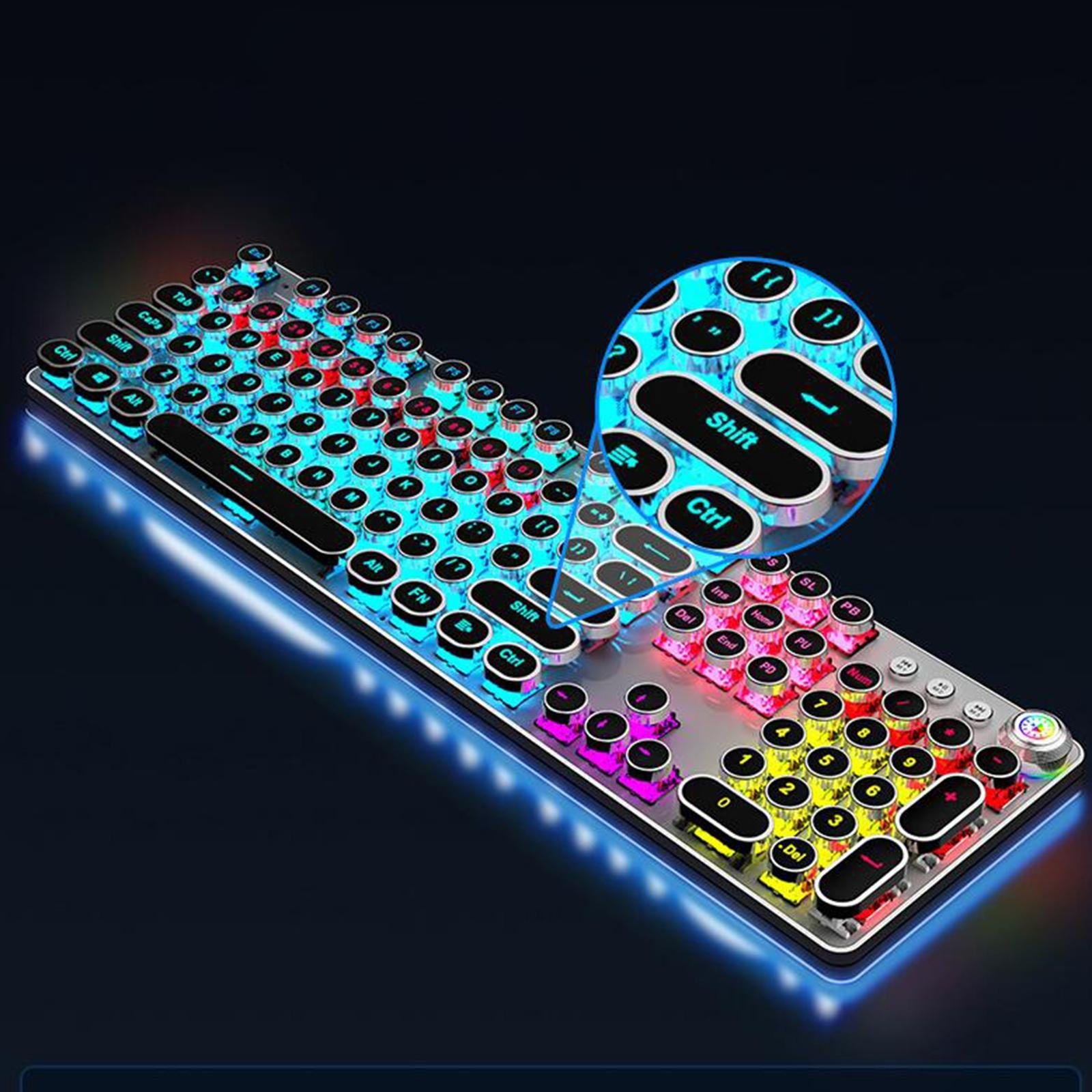 Wired Gaming Keyboard Anti-Ghosting Round RGB for Laptops Blue Switch ...