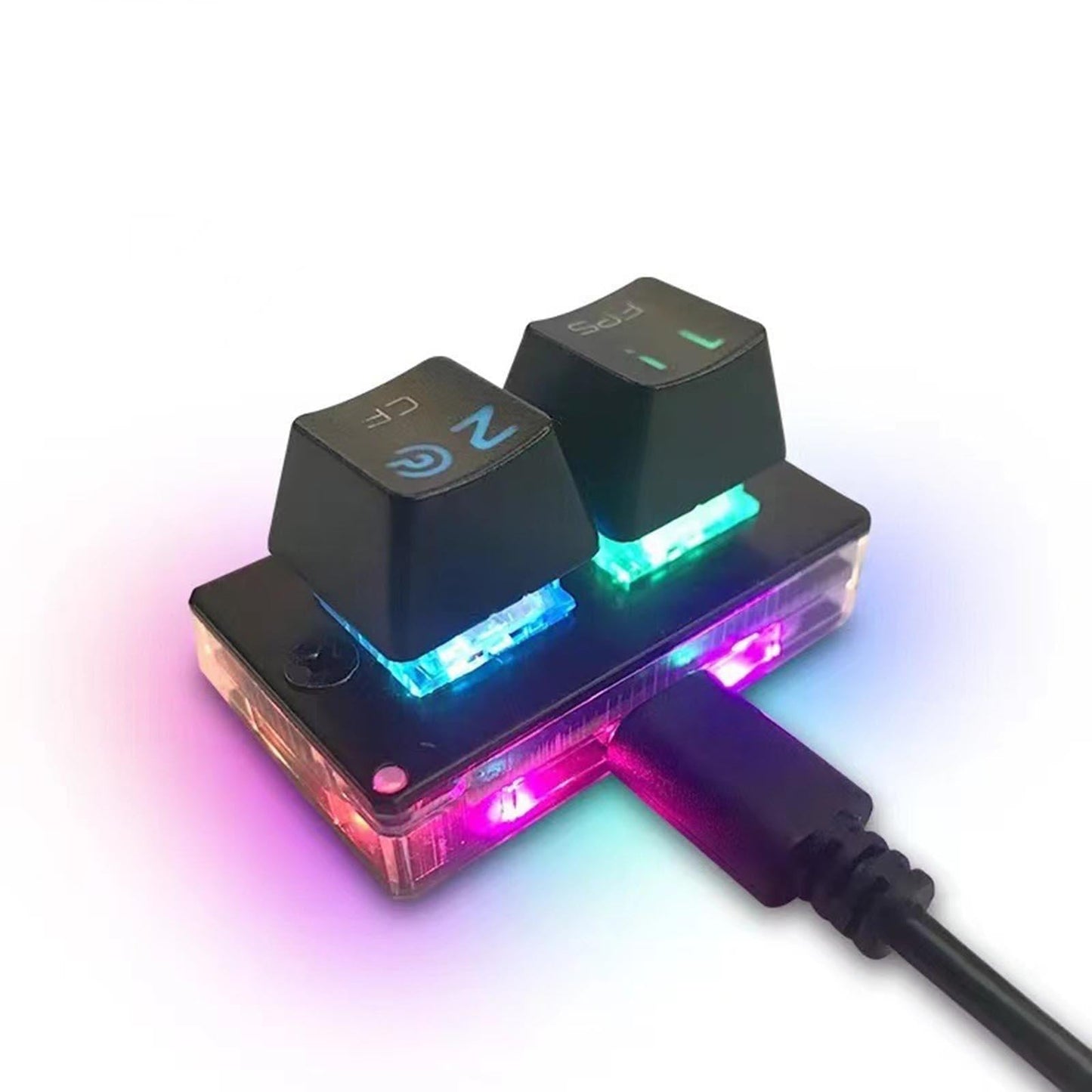 2-Key Keypad Mechanical Keyboard Hot Swap RGB Cool Backlit Detachable for PC