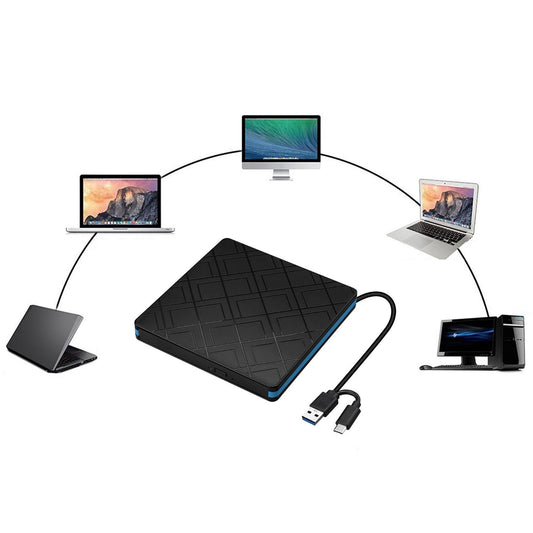 USB 3.0 Type-C DVD Drive Recorder CD Burner DVD-RW for Laptops PC Black