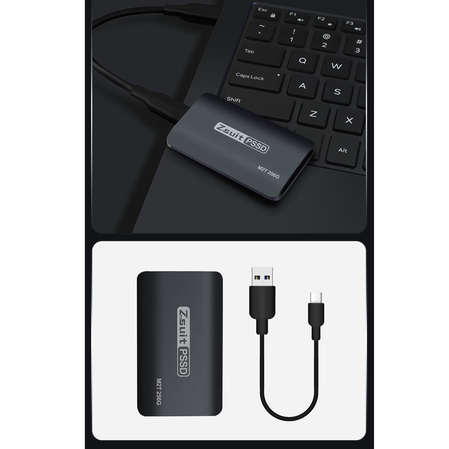 Portable Gray SSD Type-C External Solid State Drive for Desktop  128GB