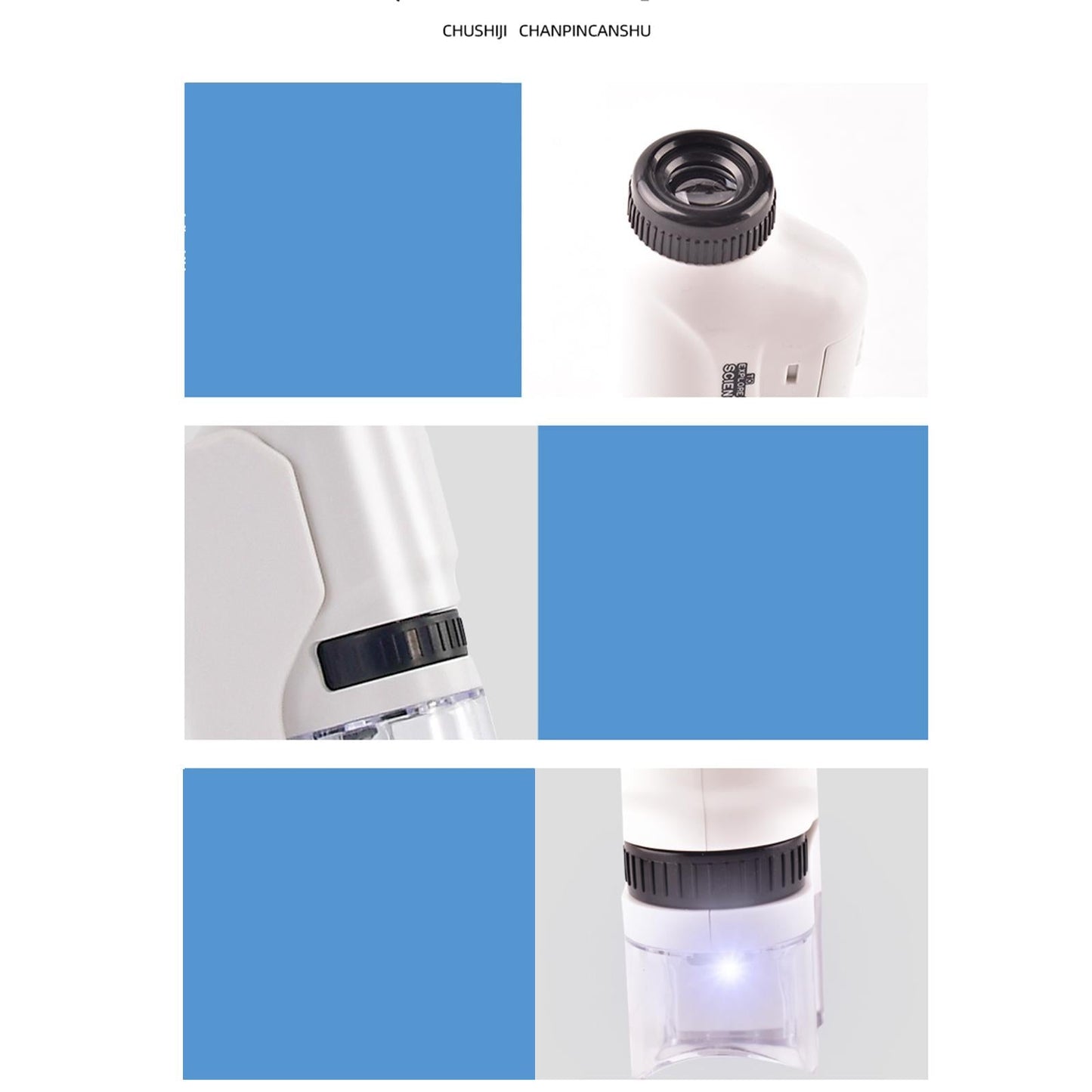 Portable Handheld LED Microscope for Kids Plants Natural Exploration Blue