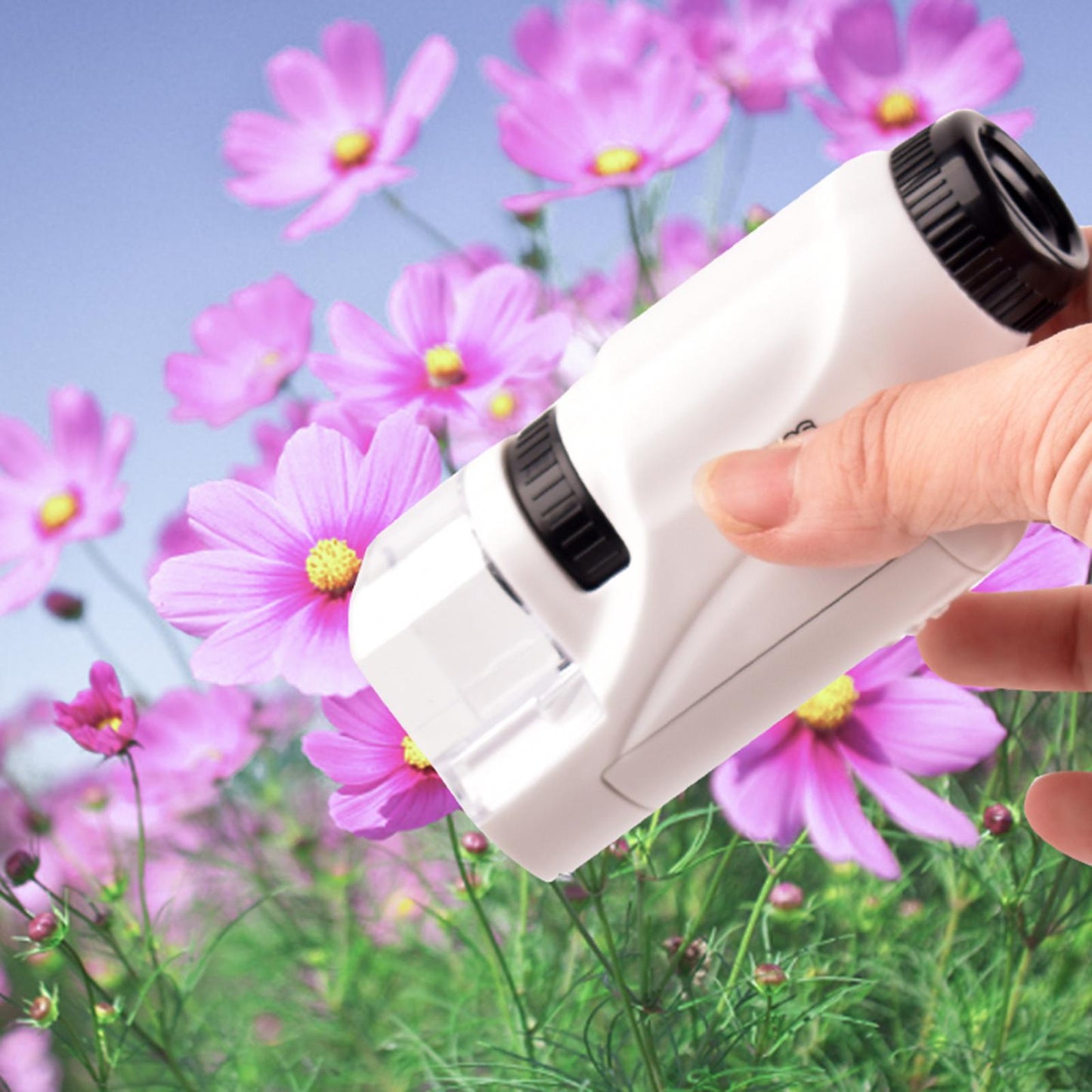 Portable Handheld LED Microscope for Kids Plants Natural Exploration White