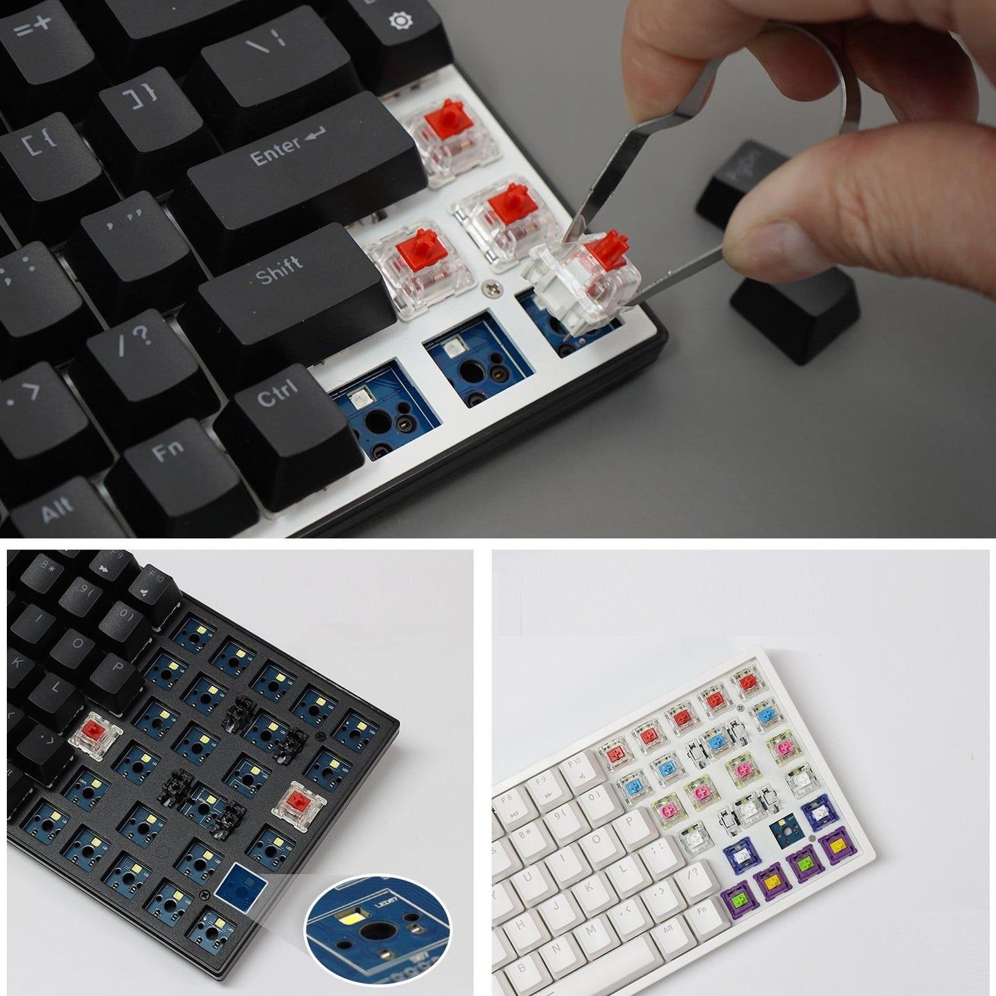 2.4Ghz 68-Key Gaming Keyboard Wireless RGB for Computers Black  Blue Switch