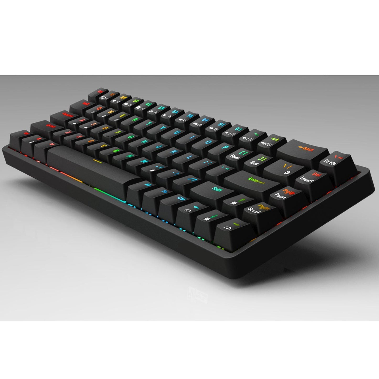 2.4Ghz 68-Key Gaming Keyboard Wireless RGB for Computers Black  Red Switch