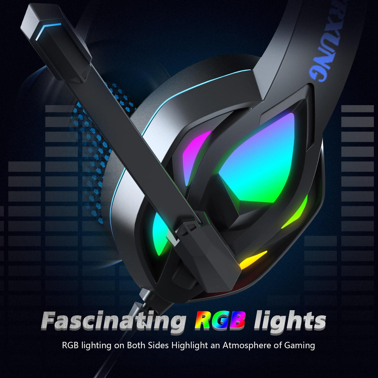 Pro Gaming Headset Stereo Deep Bass 3.5mm for PS4 PS5 Xbox One Switch Adults Blue