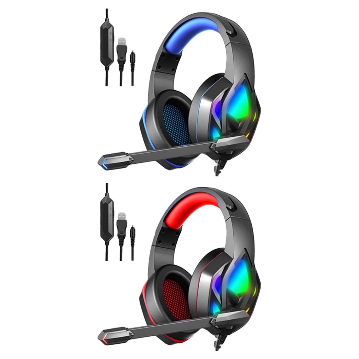 Pro Gaming Headset Stereo Deep Bass 3.5mm for PS4 PS5 Xbox One Switch Adults Blue