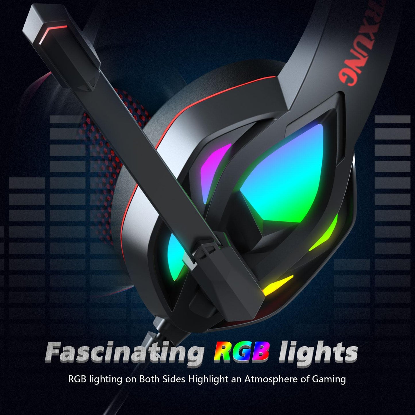 Pro Gaming Headset Stereo Deep Bass 3.5mm for PS4 PS5 Xbox One Switch Adults Red
