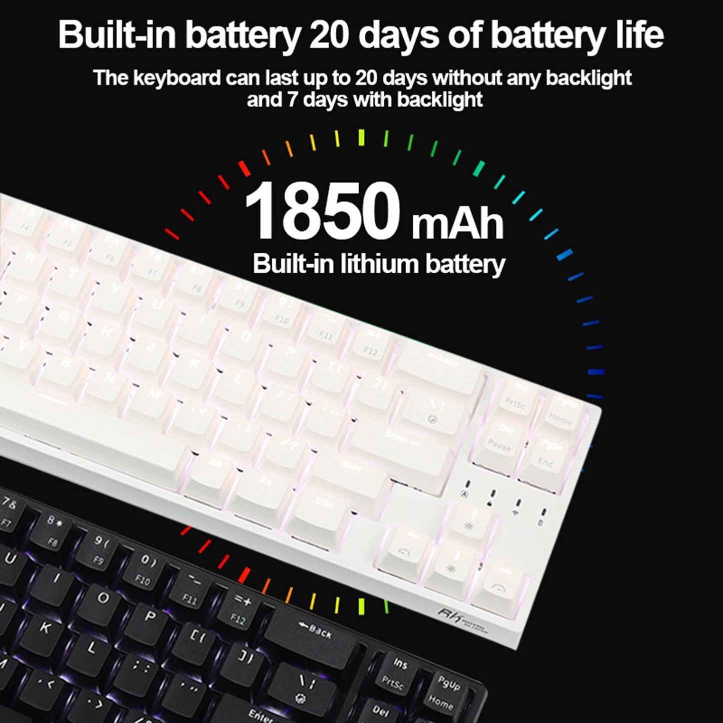 2.4Ghz RK68PLUS 68 Keys Gaming Keyboards for Laptops Home Brown Switch White