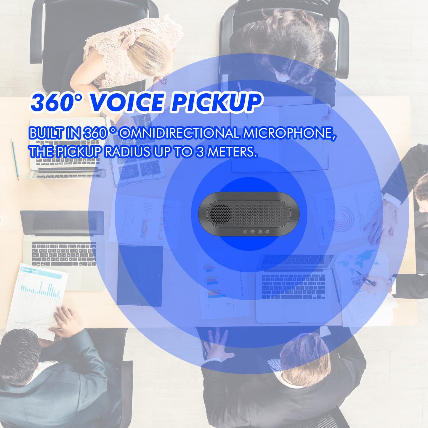 USB Omnidirectional Microphone Portable Conference Speakerphone Easy Install