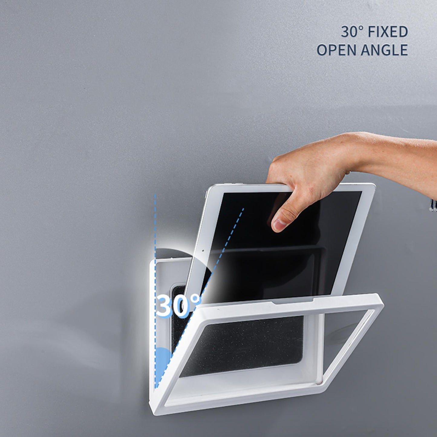 Shower Tablet Holder Waterproof Anti-Fog Phone Case  White Non Rotatable