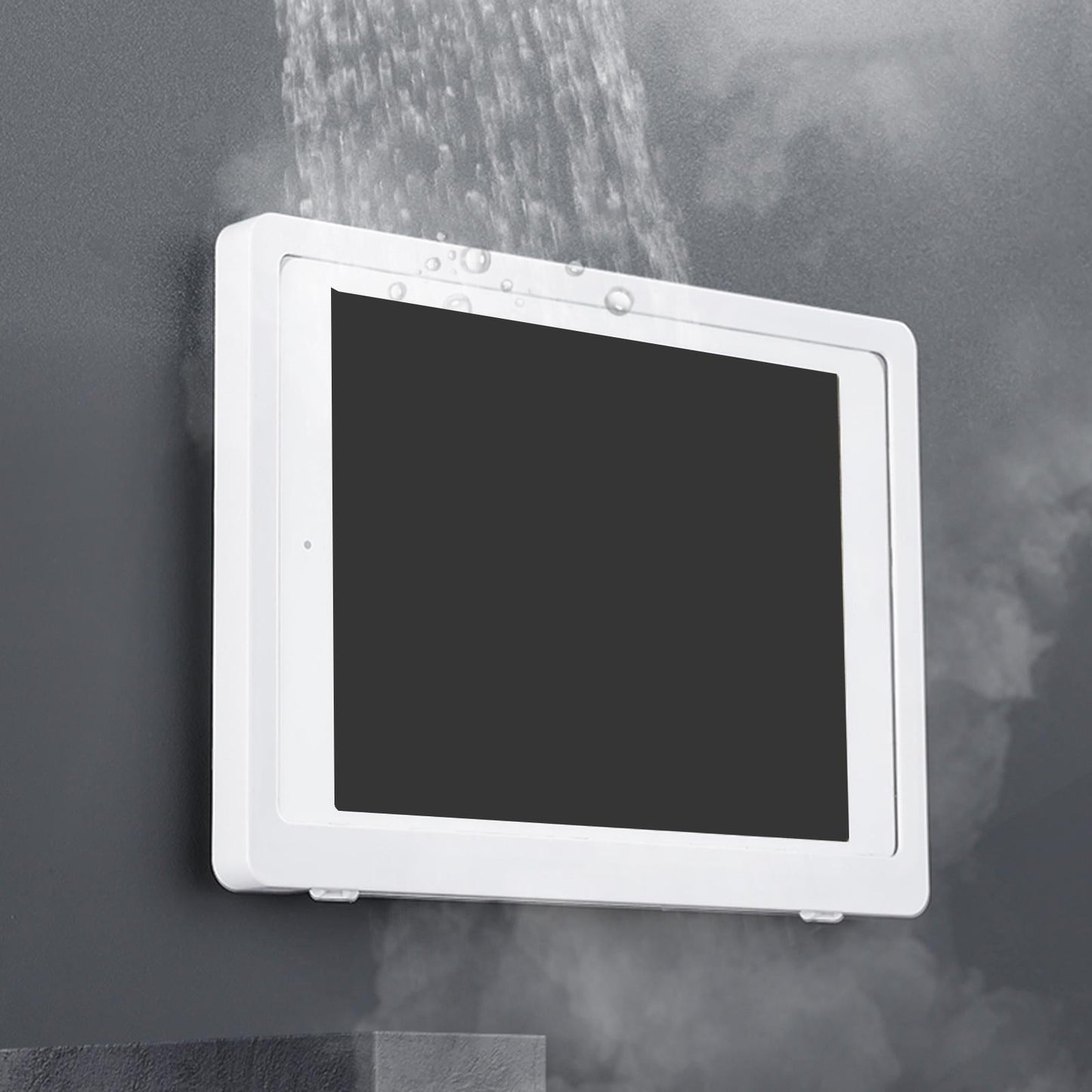 Shower Tablet Holder Waterproof Anti-Fog Phone Case  White Rotatable