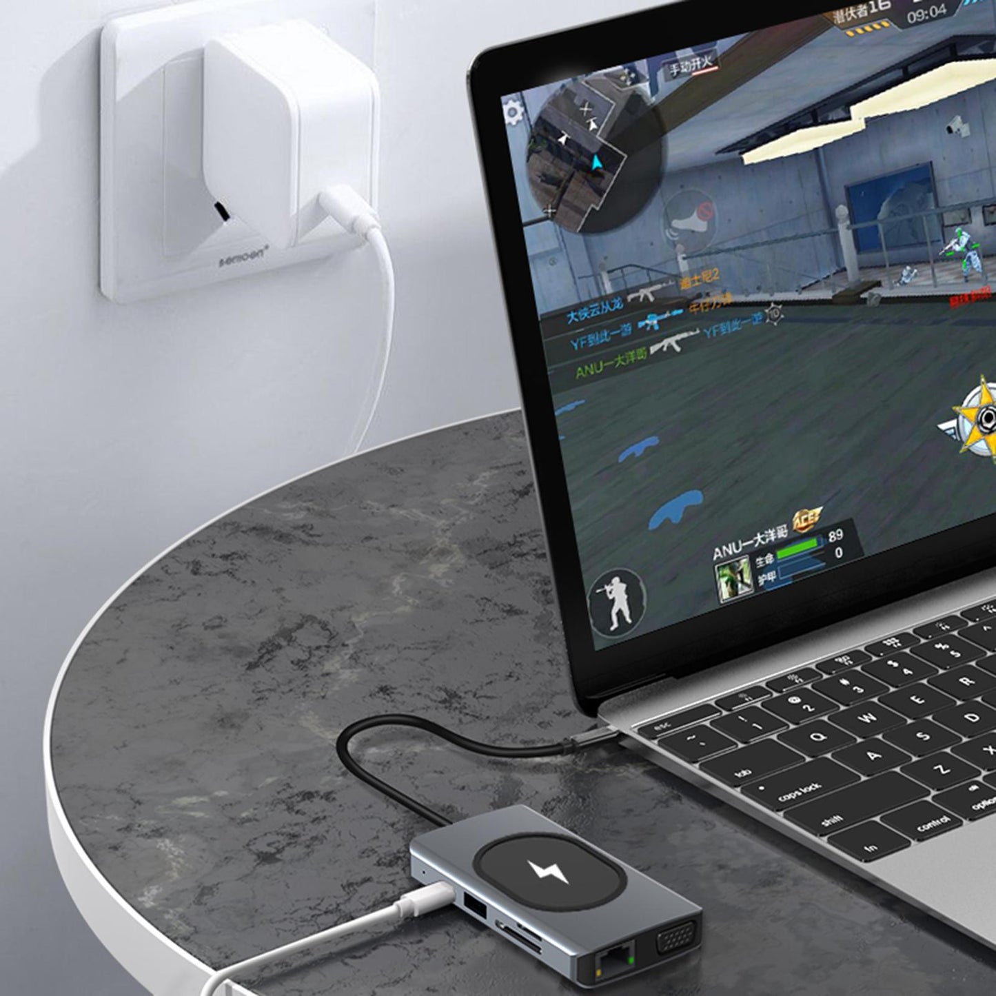 Type-C Docking Station HDMI Adapter 100W PD Type-C Data Transfer 3.5mm Audio
