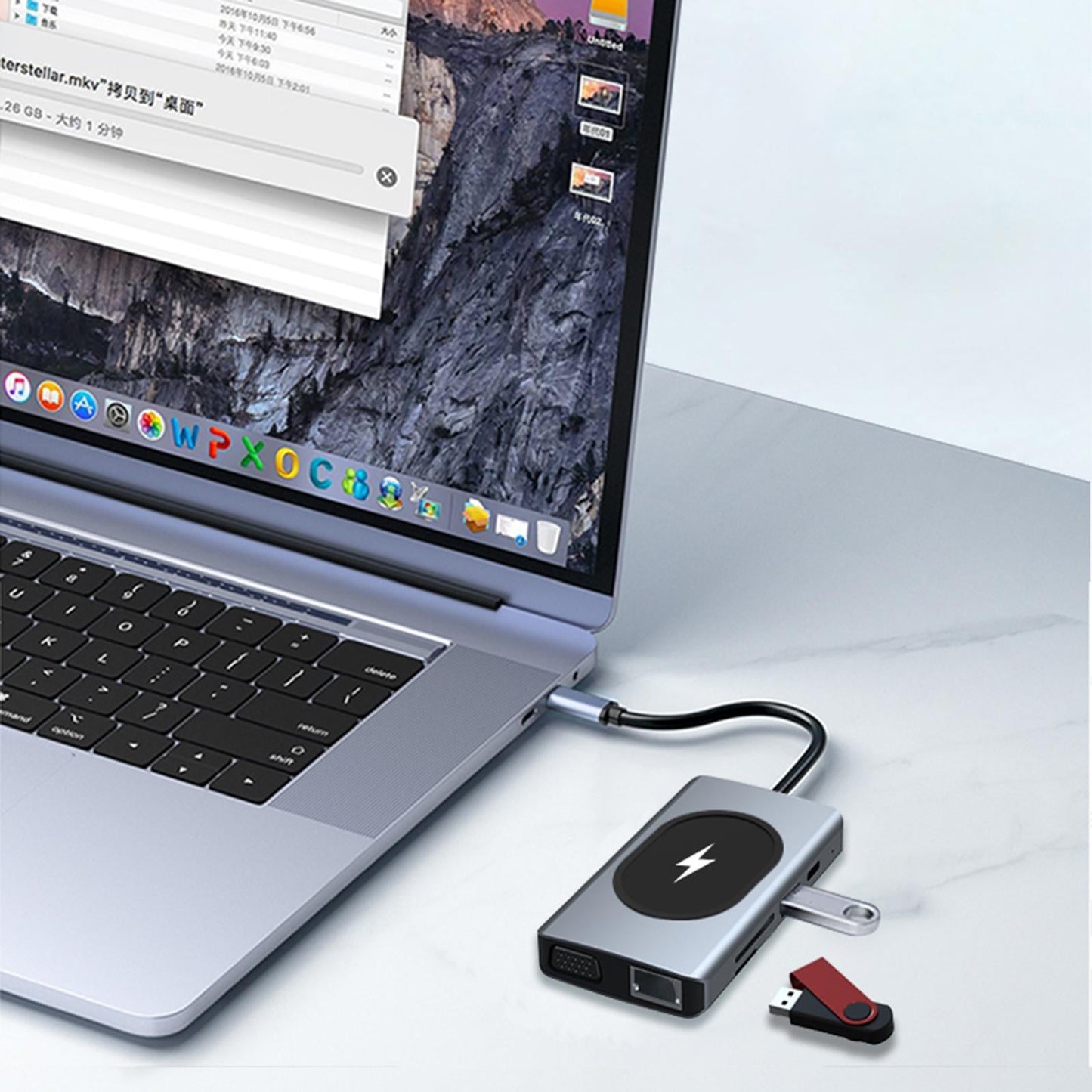 Type-C Docking Station HDMI Adapter 100W PD Type-C Data Transfer 3.5mm Audio