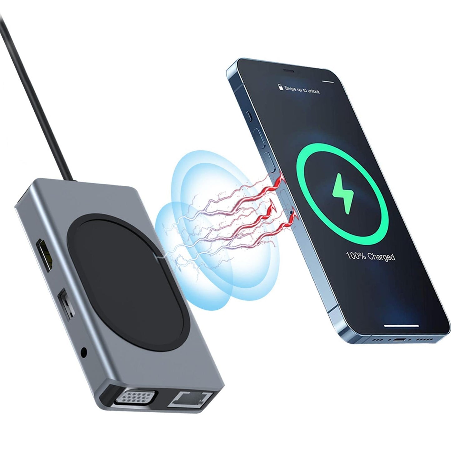 Type-C Docking Station HDMI Adapter 100W PD Type-C Data Transfer 3.5mm Audio