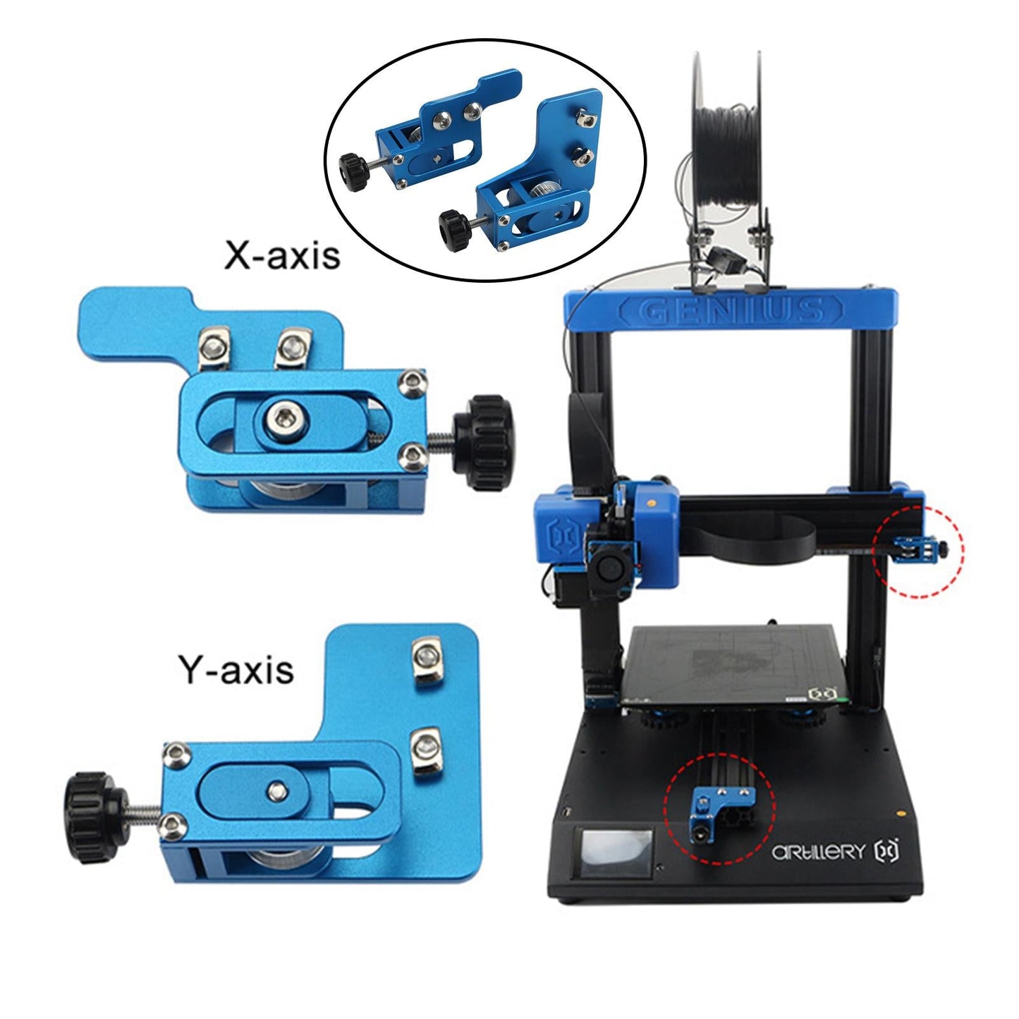 CNC Aluminum X Y Belt Stretch Tensioner Synchronous for 3D Printer Upgrade