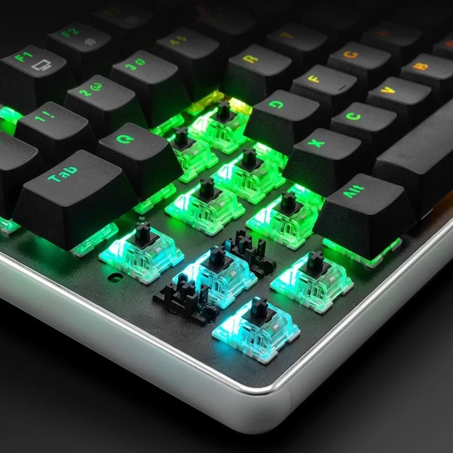 Mechanical Keyboard USB Wired 108 Keys with RGB Backlight for Computer PC Blue Switch Black