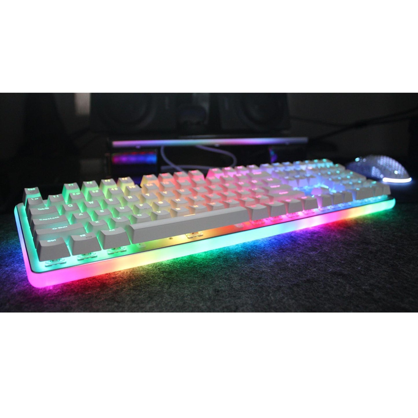 Mechanical Keyboard USB Wired 108 Keys with RGB Backlight for Computer PC Blue Switch White
