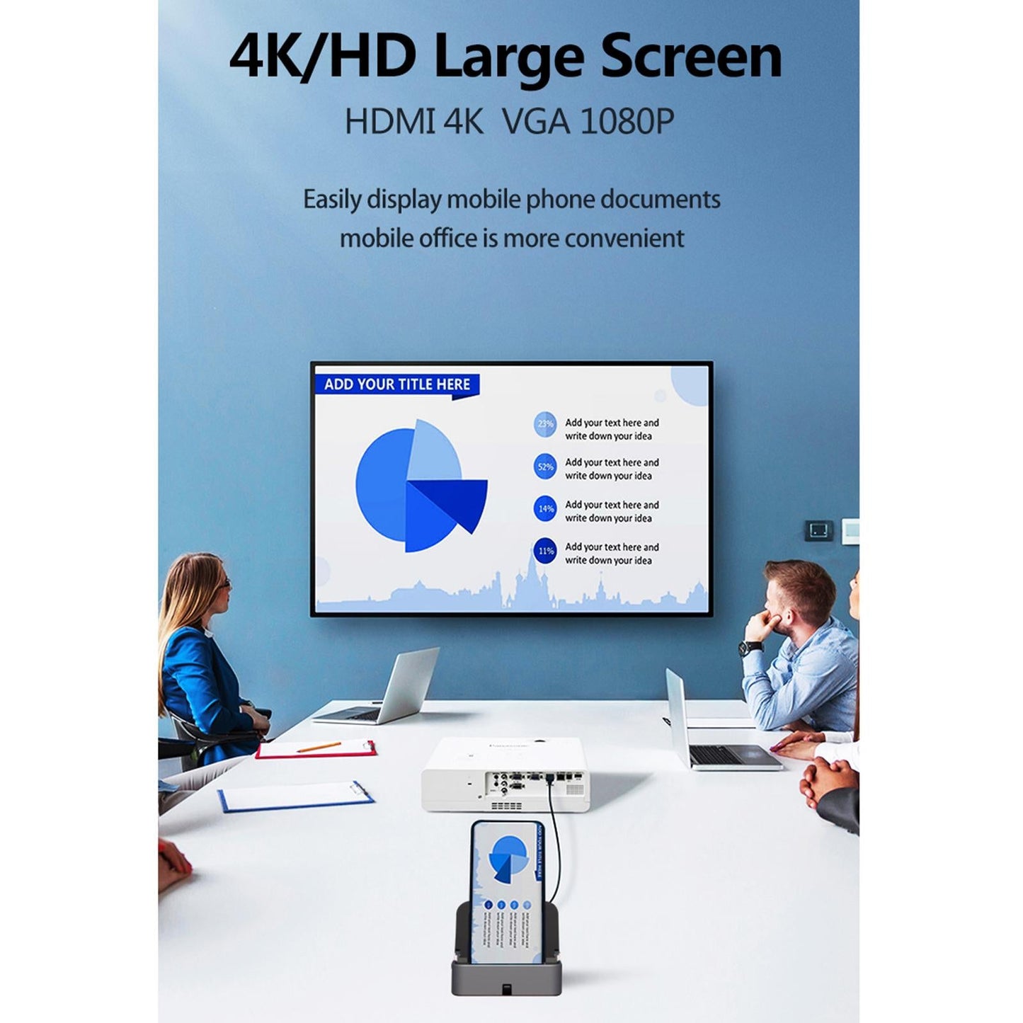 USB Type C to HDMI VGA Adapter 9 in 1 SD/TF Card Reader Hub 2 USB Ports