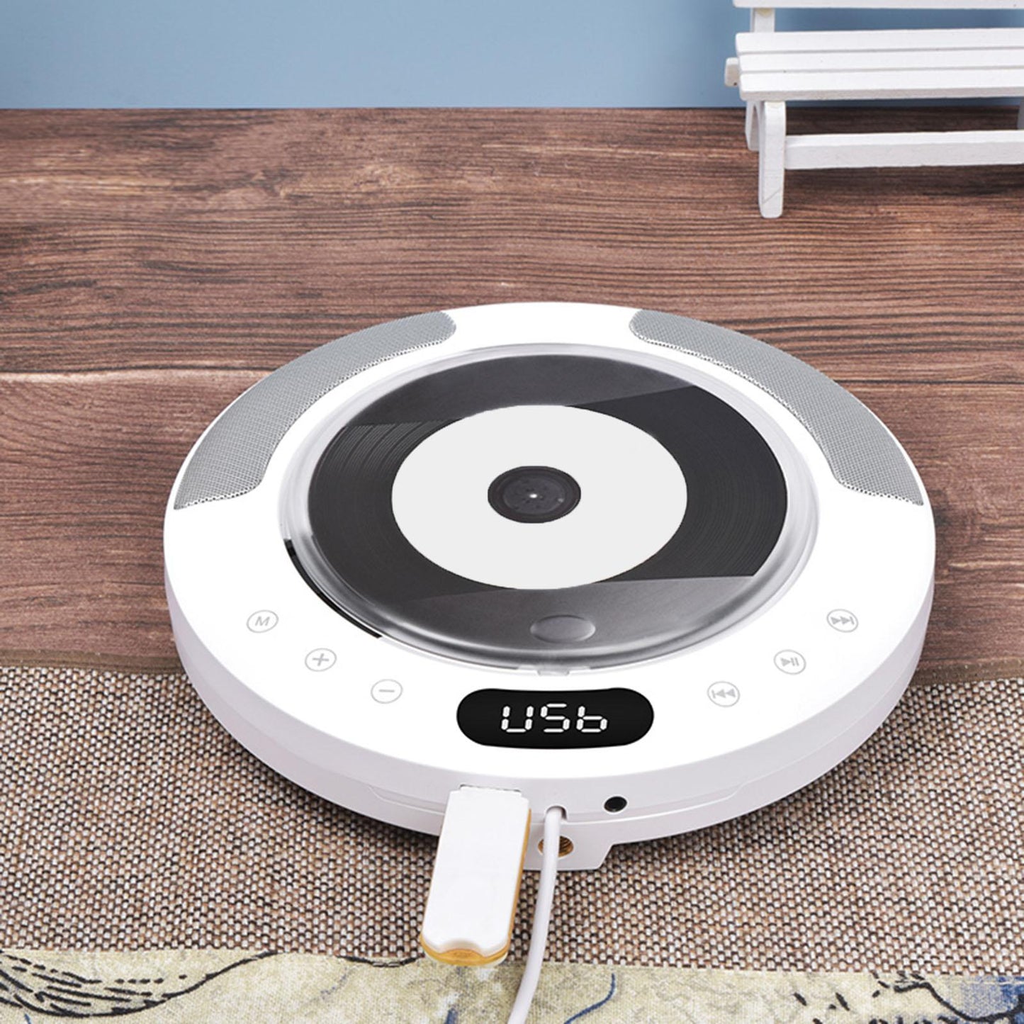 CD Player Portable Built-in Dual Speakers Wall Mountable for Home Decor