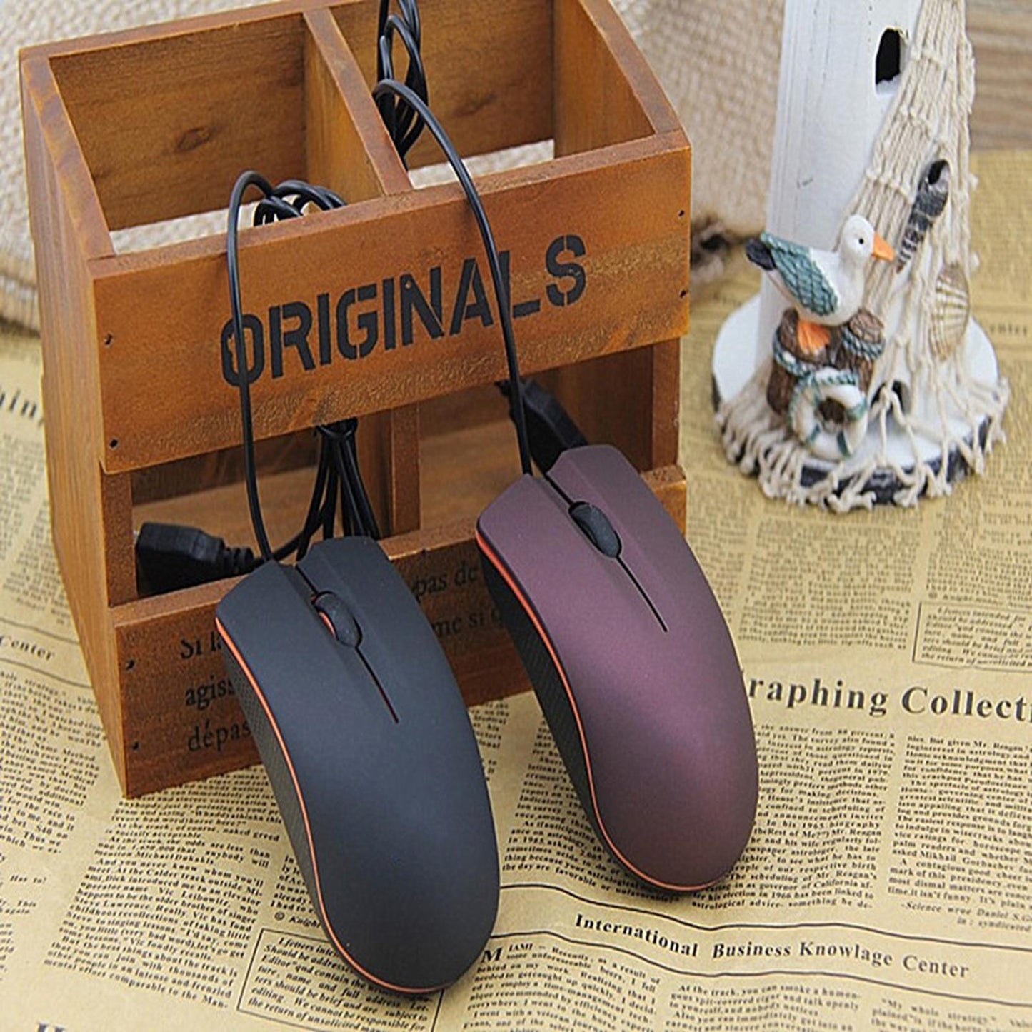 Portable USB Wired Mouse 1000 DPI Office Gadget for Desktop Computer Purple