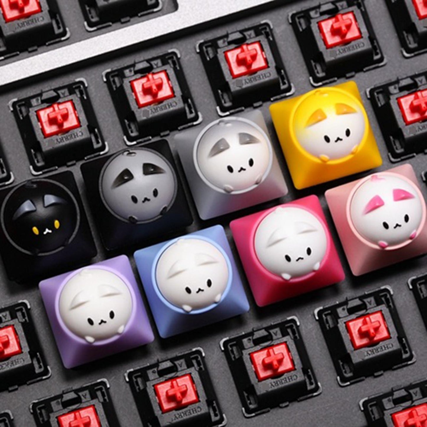 Cat Keycap Resin for DIY Key Custom Gaming Keycaps Kids Gifts Yellow White