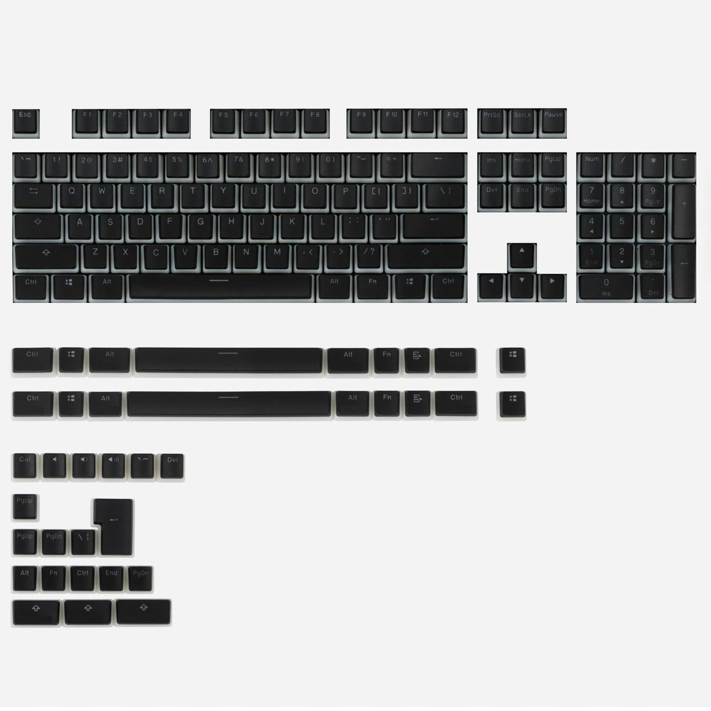141 Keys Set DIY Black PBT Key Caps Keycaps for MX Mechanical Keyboard