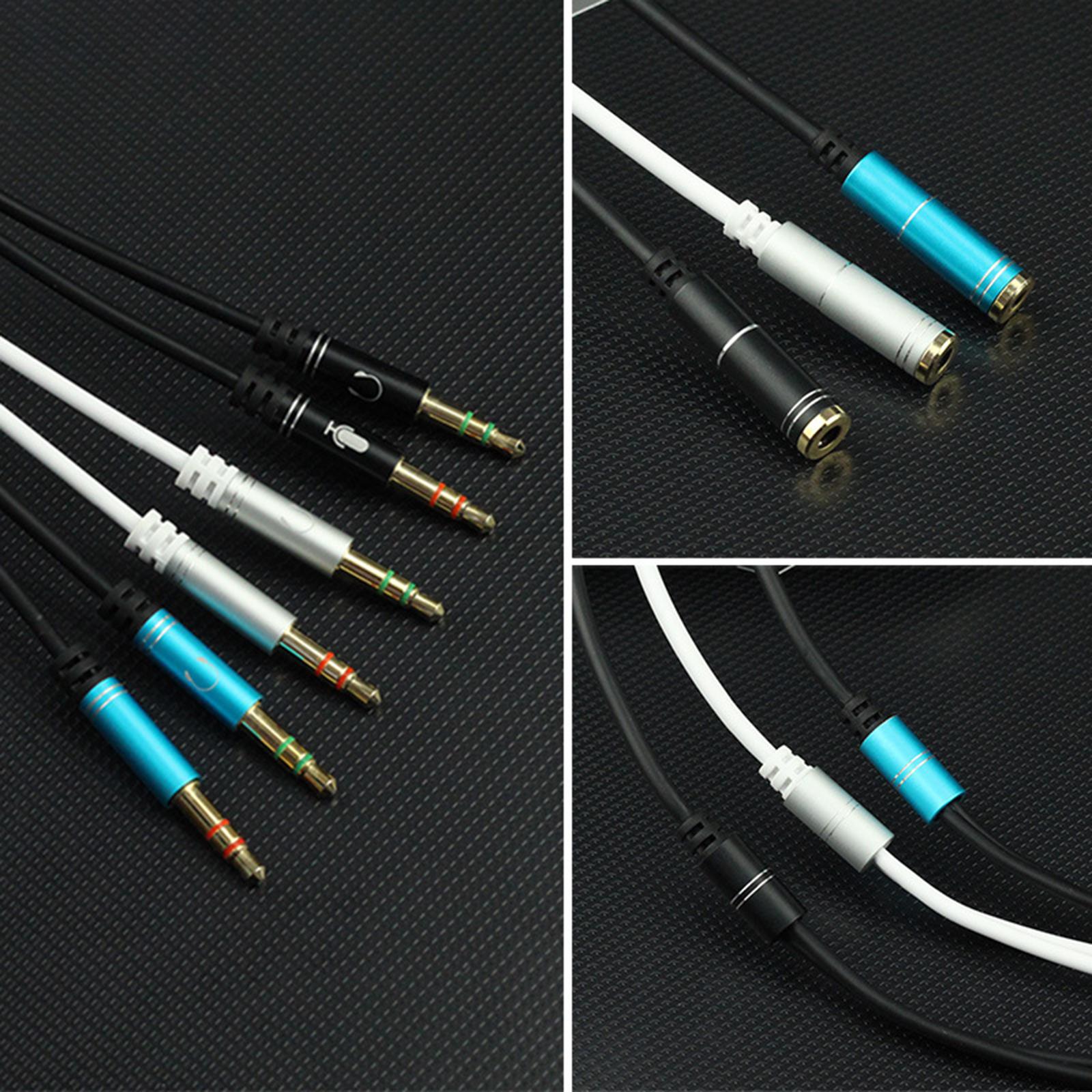 Headphone Splitter Earphones Port to Gaming Speaker PC Adapter for Laptop Blue