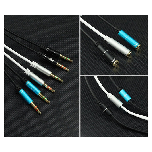 Splitter Audio Cable 0.3M Stereo Cables for Microphone PC Computer Blue