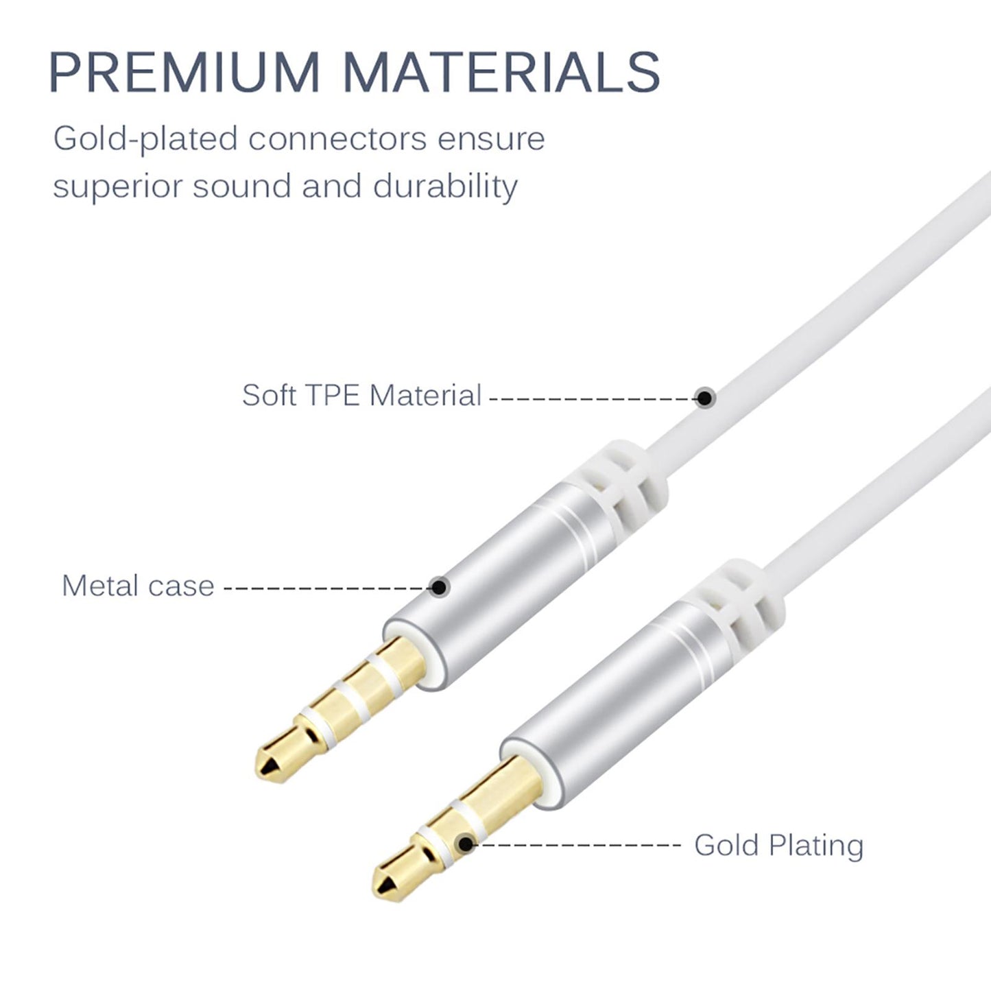 AUX Cable Headset Splitter Extender for Digital Product Silver Gray