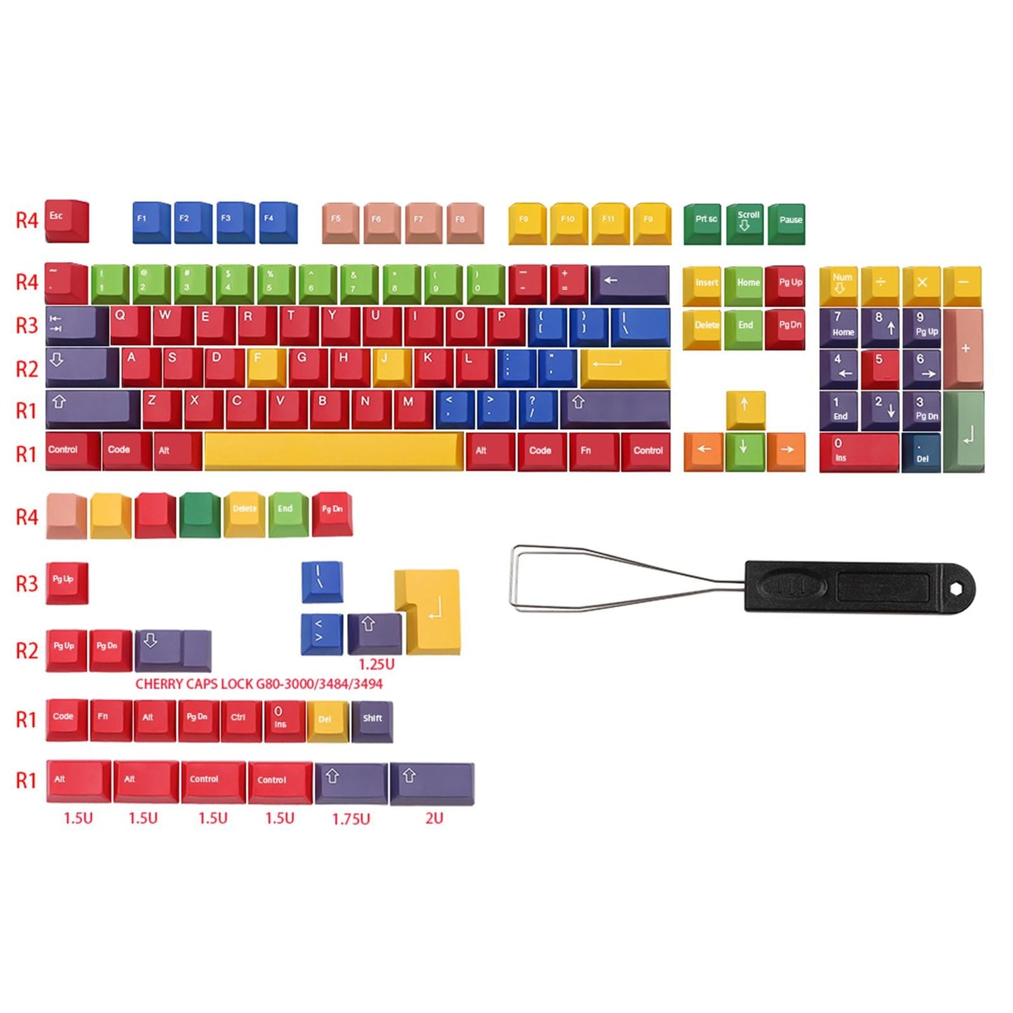 131 Keys PBT Keycaps Key Caps for Mechanical Keyboard KBD75 104 108 Layout